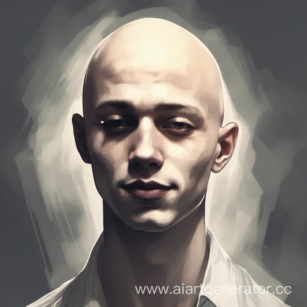 Smirking-Young-Man-Bald-20YearOld-with-White-Skin-in-Art-for-Song