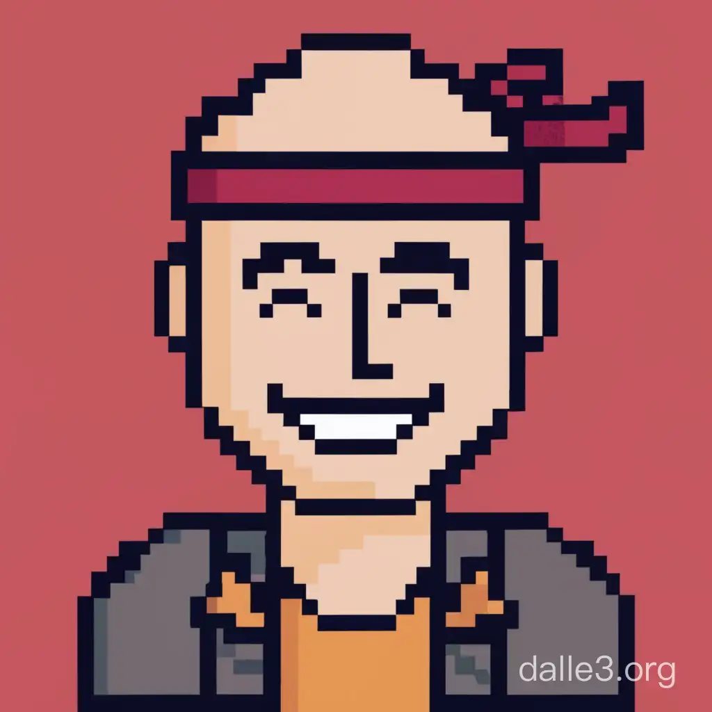 Animated 16 bit cool punk guy with bandana