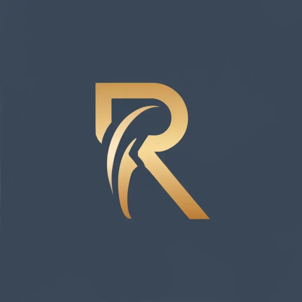logo, The letter R is transformed into a tooth, golden lines, with the text "Razavi", typography, be used in Medical Dental industry