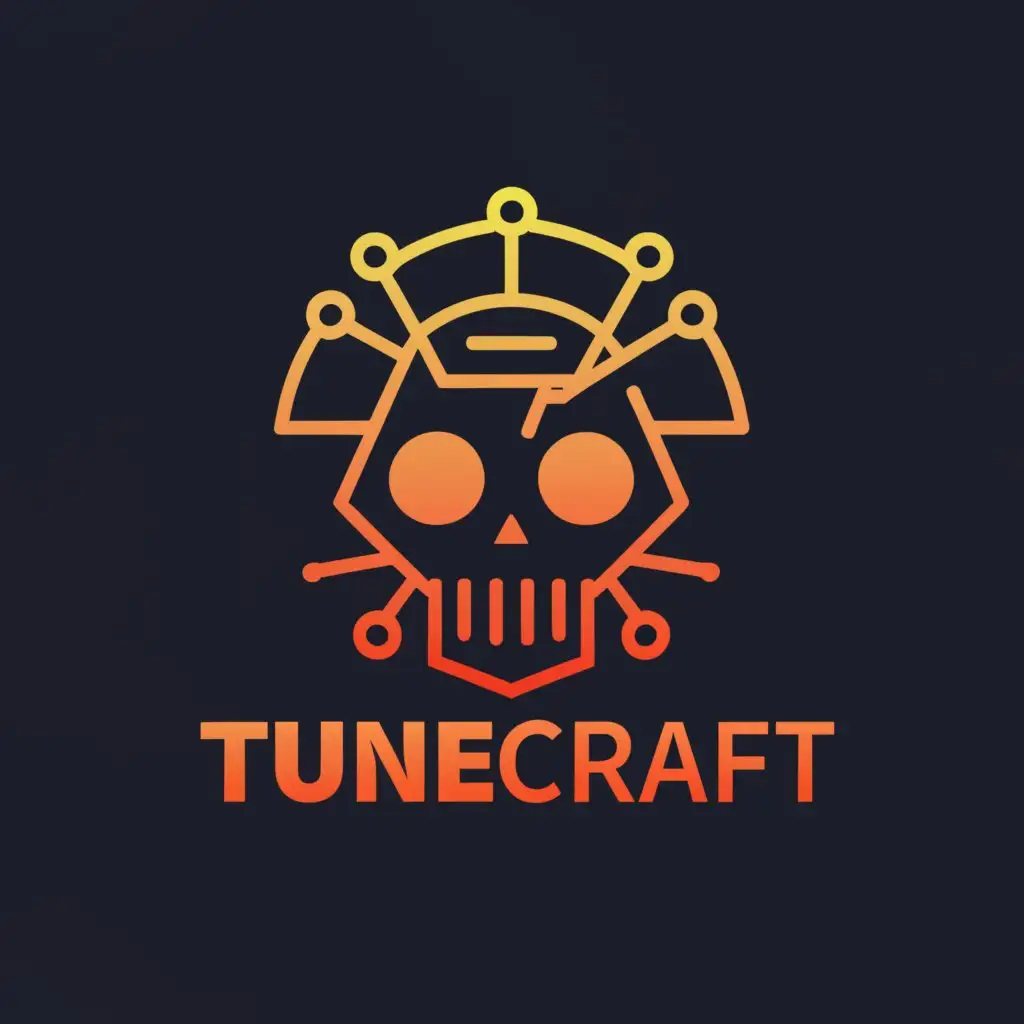 a logo design,with the text "TuneCraft", main symbol:cyber skull,Moderate,clear background