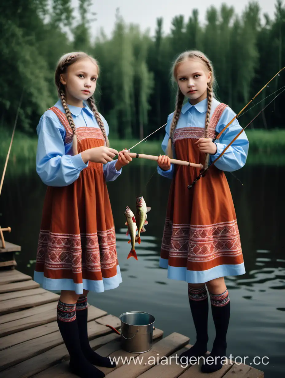 Russian-National-MiniDress-Fishing-Adventure-with-Braided-Girls