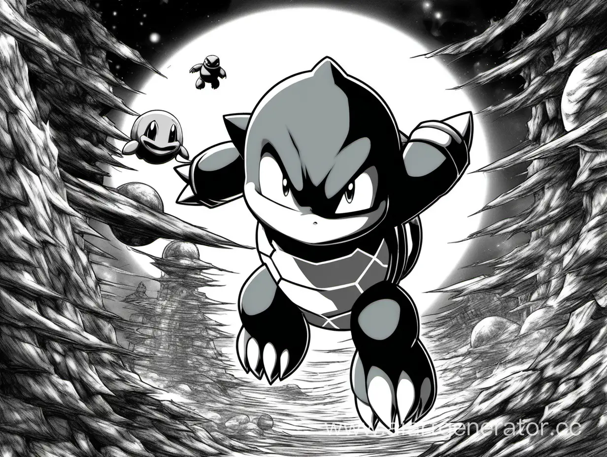 Shadow the hedgehog Squirtle is in the planet of darkness.