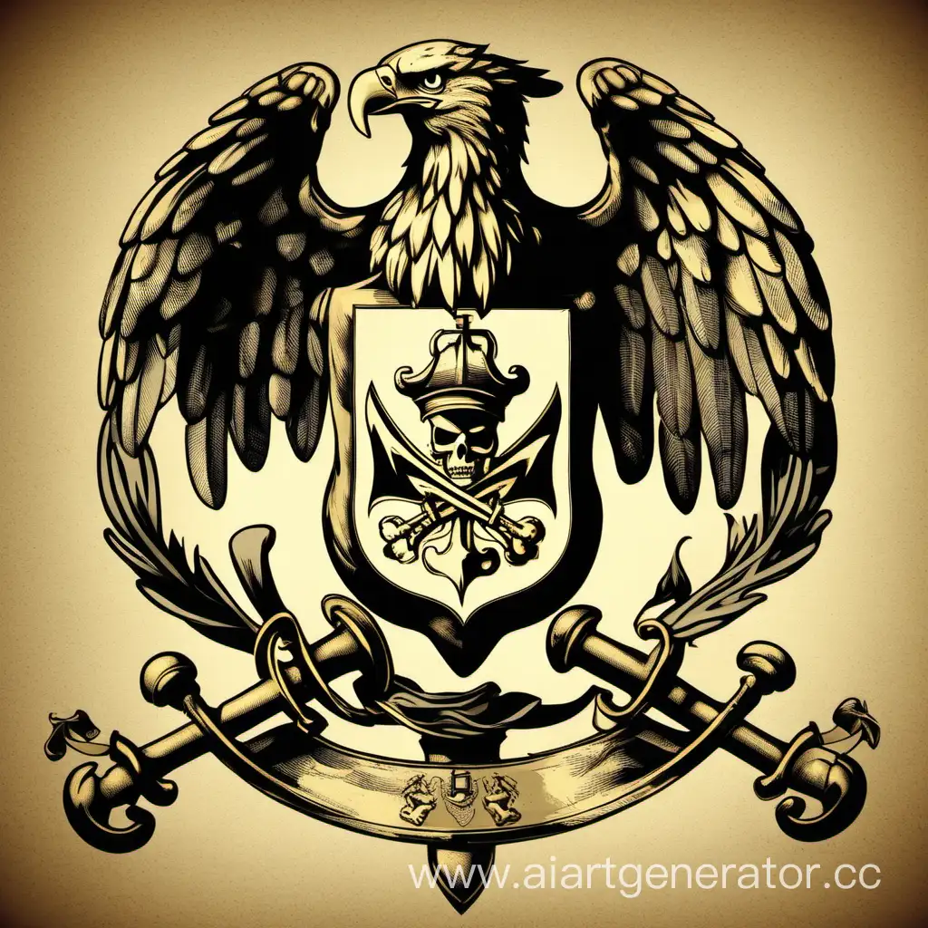 Герб, включающий в себя орла и пиратские знаки