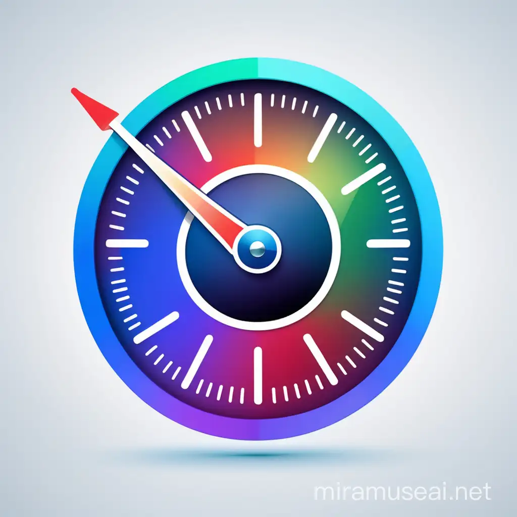 Create a letter "I" as a speedometer needle. Blue, green and red gradient colours, creative Vector illustration, sharp and clean.