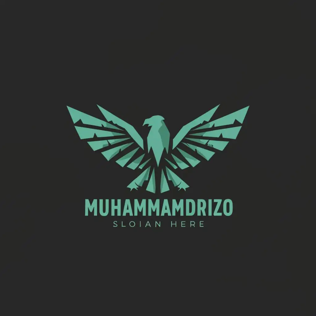 logo, structural eagle dark berquoise, with the text "Muhammadrizo", typography, be used in Finance industry