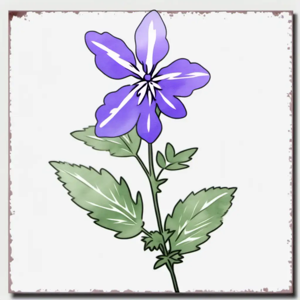 Pastel Watercolor Catmint Flower Clipart on a White Background Andy Warhol Inspired Tile