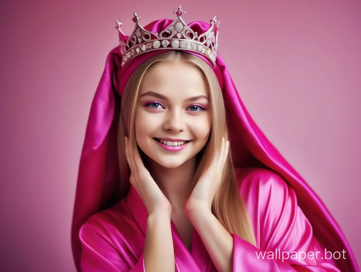 Glamorous-Portrait-of-Queen-Yulia-Lipnitskaya-in-Pink-Silk-Robe