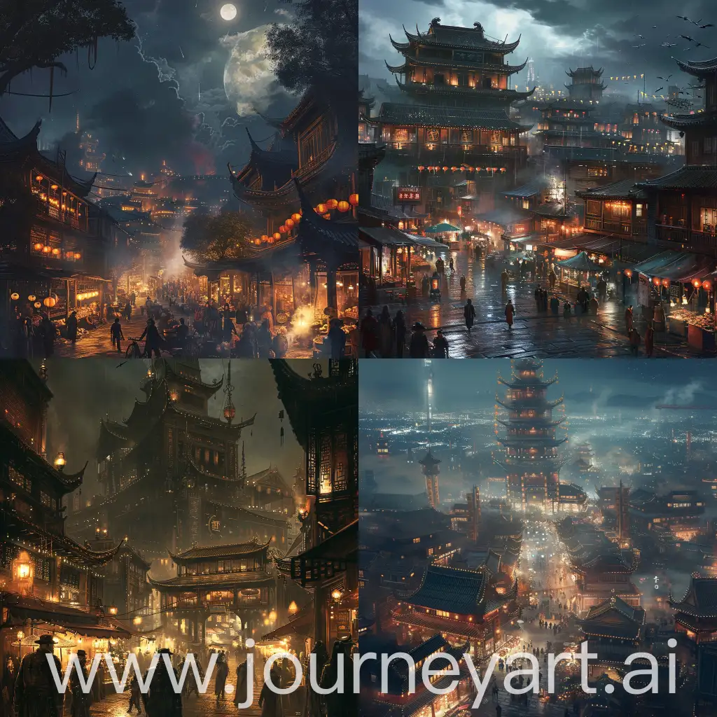 Steampunk-Night-Market-Ming-Dynasty-Capital-City-Residents-Life