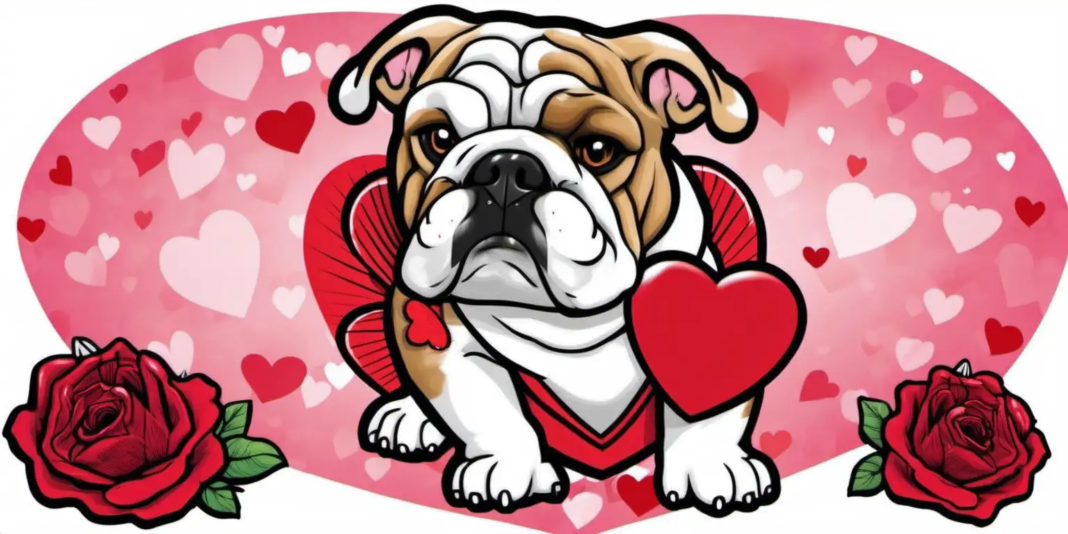 Adorable Fawn English Bulldog Sticker Cupid Costume for Valentines Day