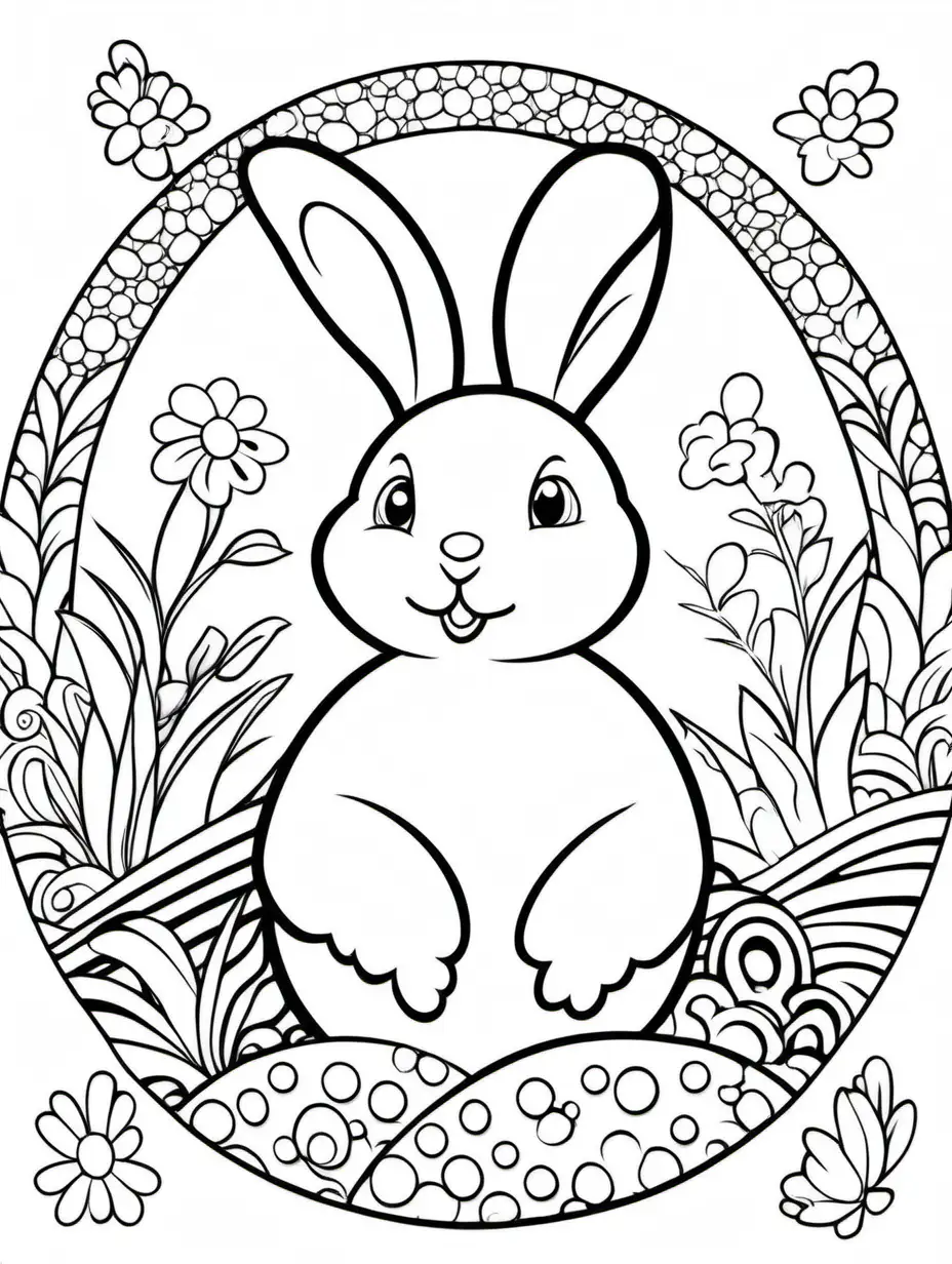 Simple Easter coloring page, black and white