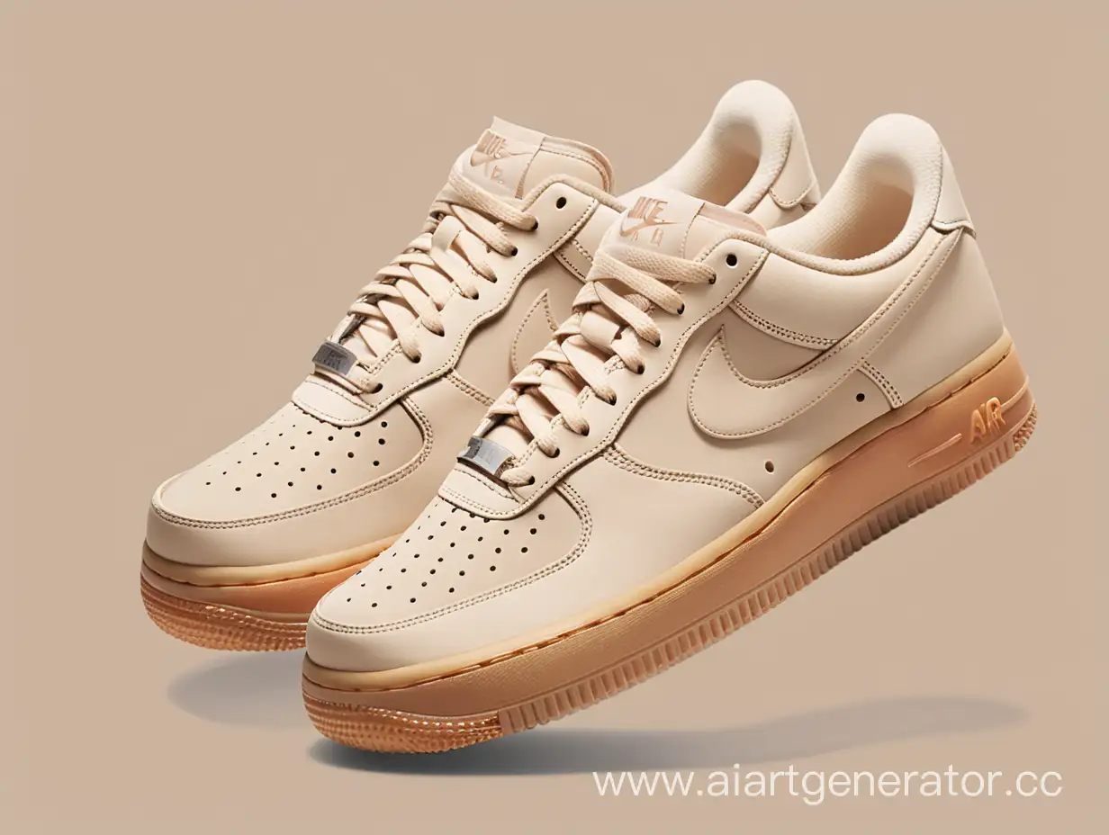 Stylish-Array-of-Light-Beige-Nike-Air-Force-Shoes-on-Neutral-Background