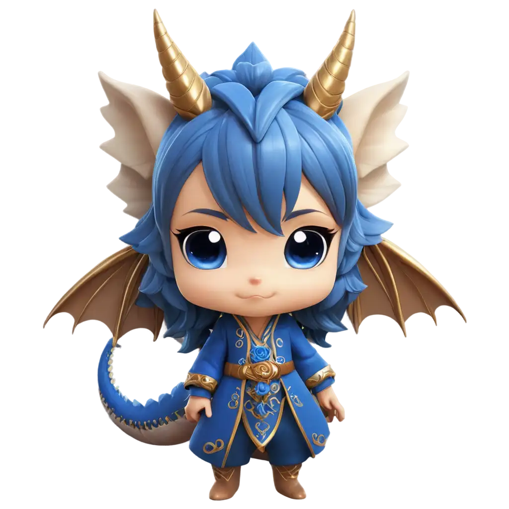 blue roses cute dragon chibi
