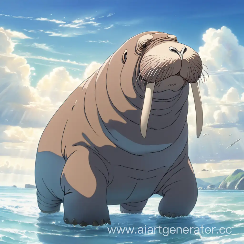 anime style walrus, trending on pixiv fanbox, painted by greg rutkowski makoto shinkai takashi takeuchi studio ghibli