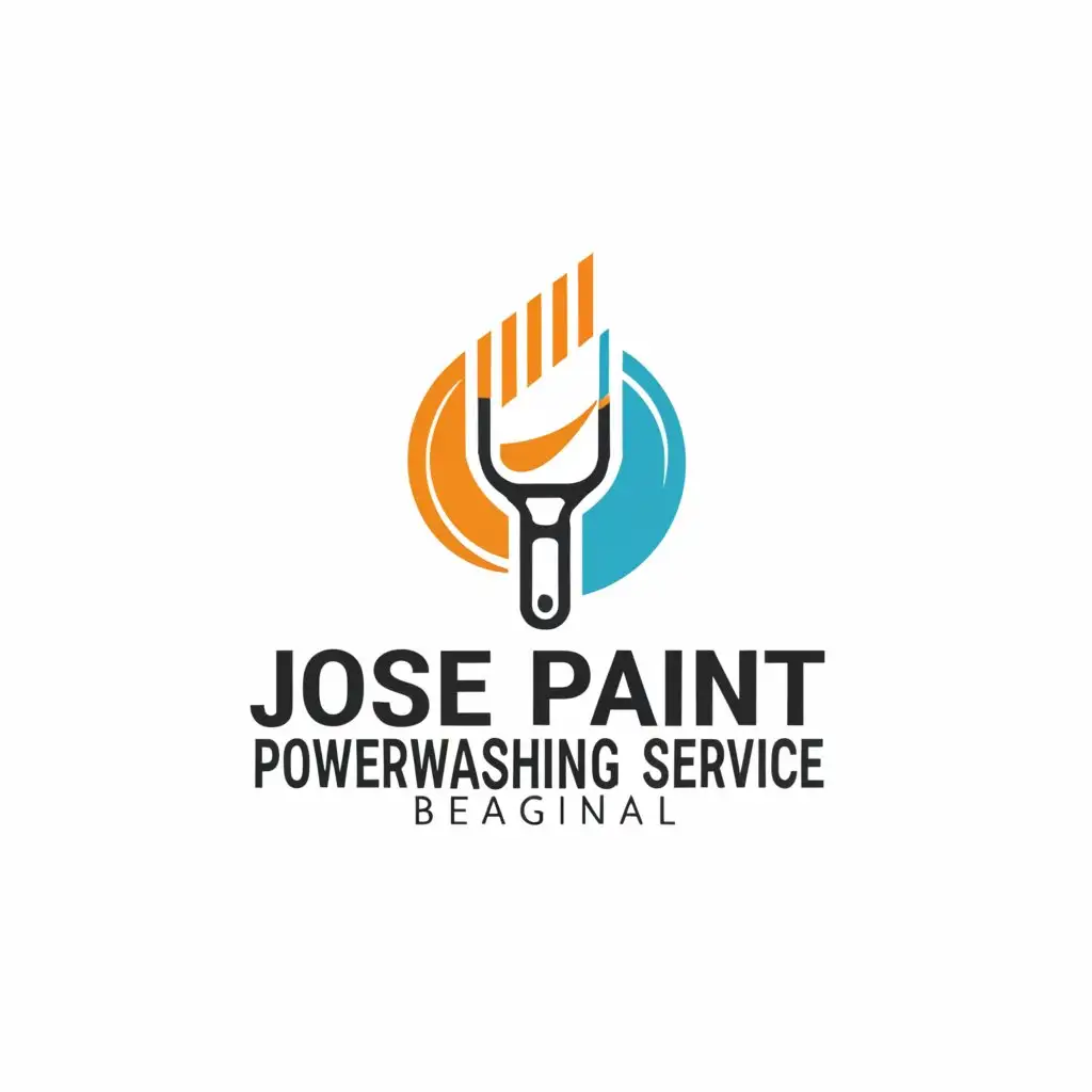 a logo design,with the text "Jose paint and powerwashing service", main symbol:Paintbrush and power washer,Moderate,be used in Home Family industry,clear background