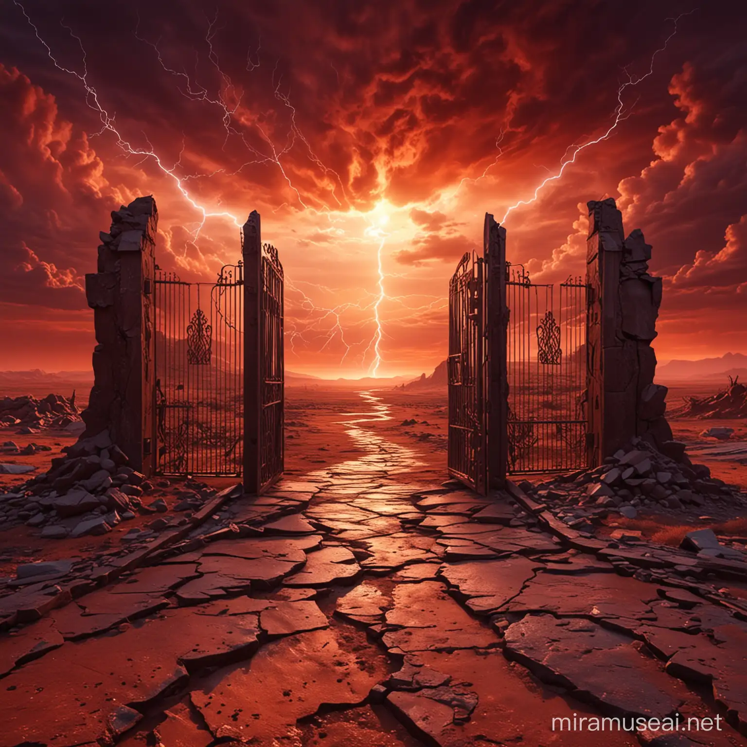Apocalyptic Scene Gates of Hell Unleashing Fiery Destruction