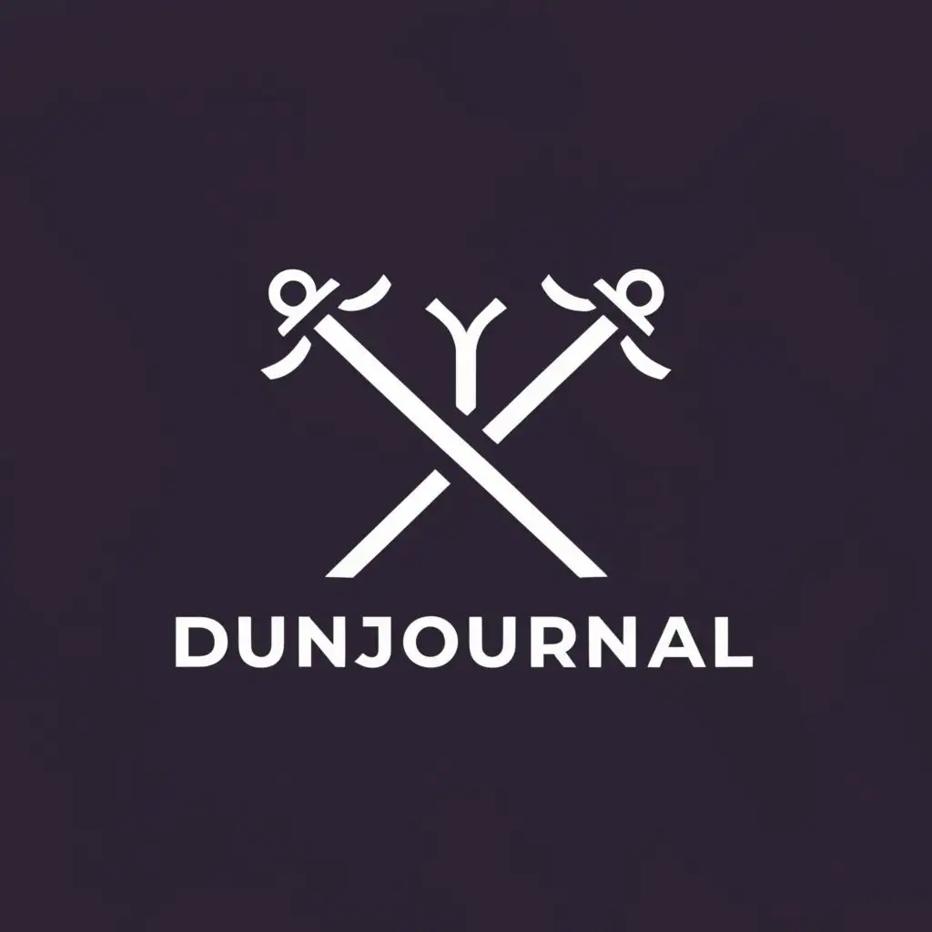 a logo design,with the text "dunjournal", main symbol:swords,Moderate,clear background