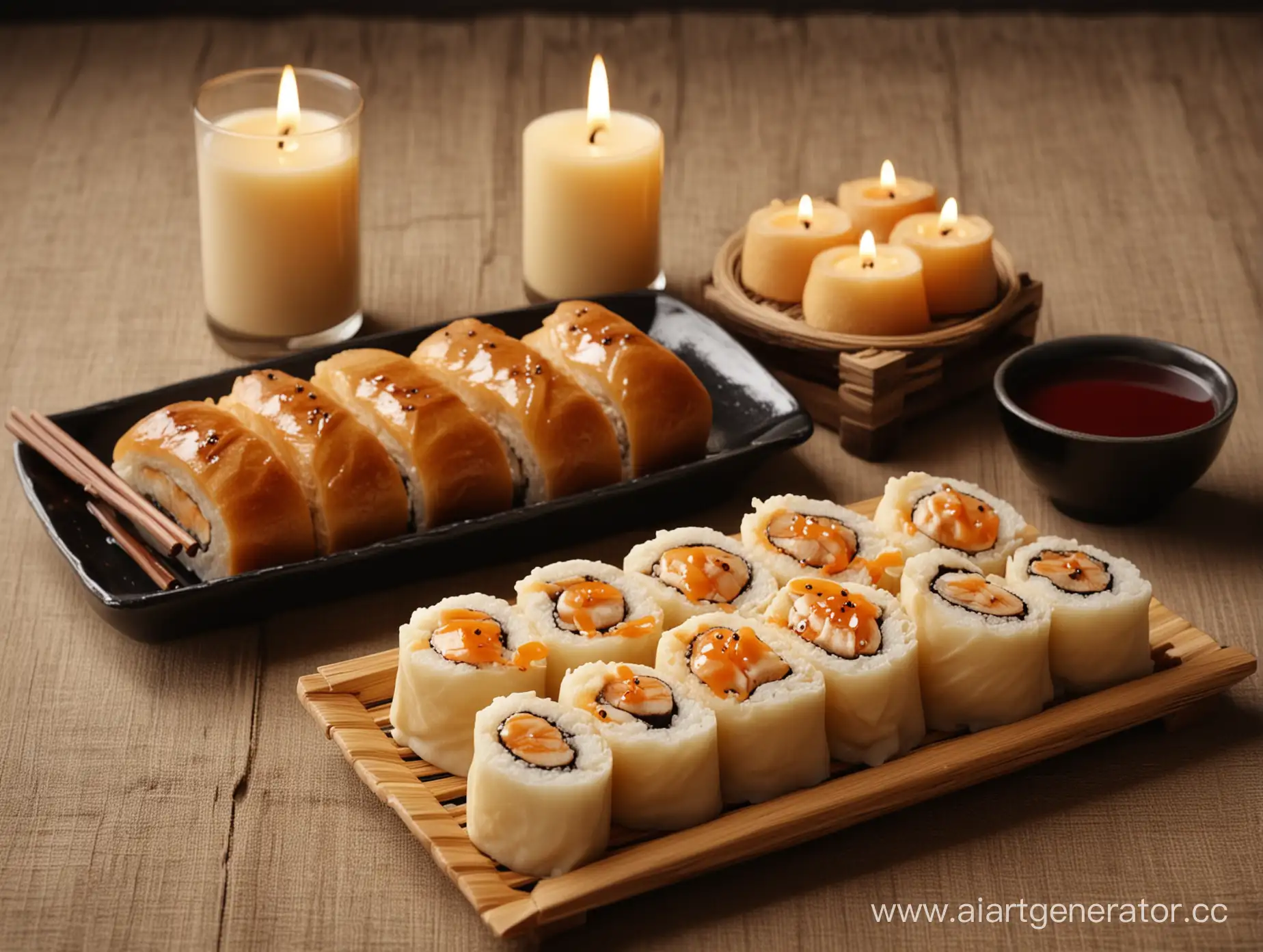 Delicious-Sushi-Rolls-with-Ambient-Candlelight-and-Soy-Sauce