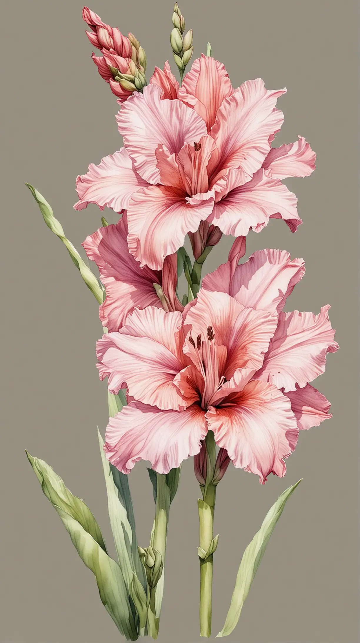 Gladiolus birthflower line art, watercolour, no background