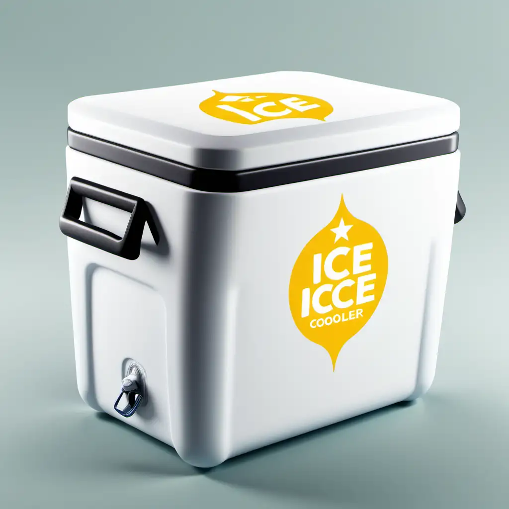 Create an ice cooler with a blank logo yellow
