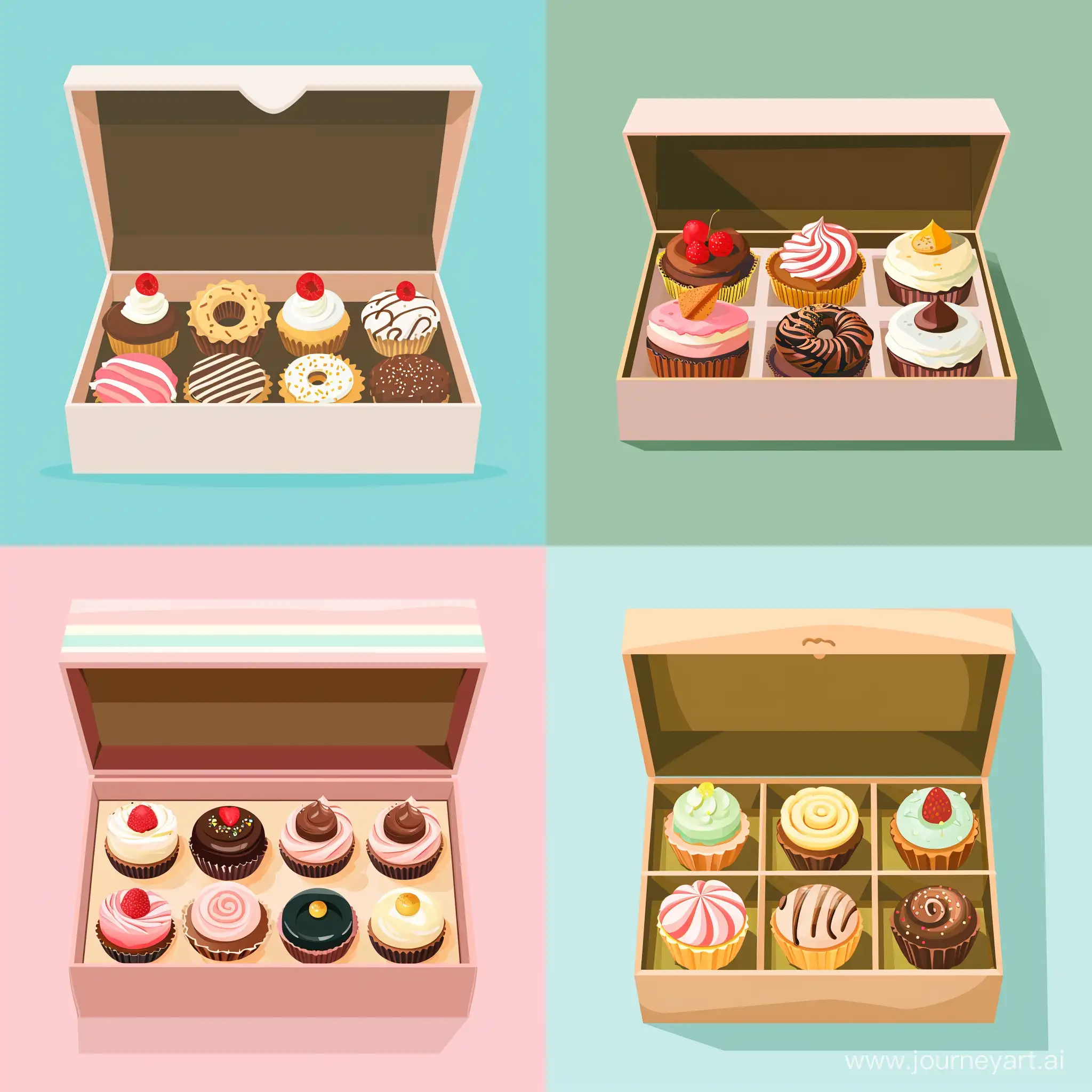 Delicious-Box-of-Cakes-Vibrant-Flat-Style-Treats