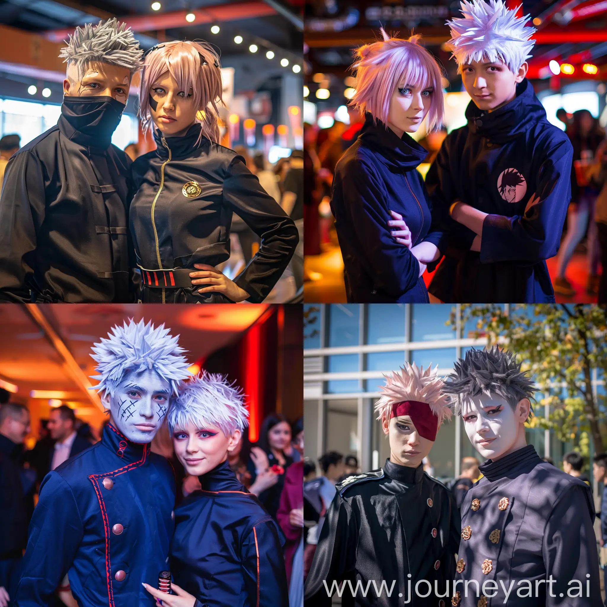 Gojo with the anime "Jujutsu Kaisen" at a social event in costume