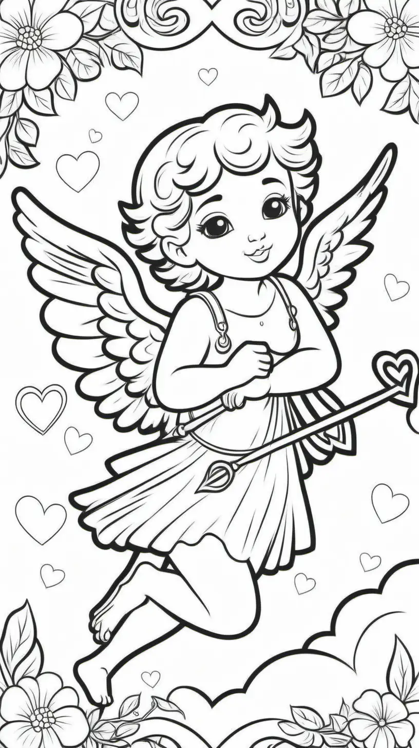 Cartoon Cupids Planning Love on Valentines Day Coloring Page
