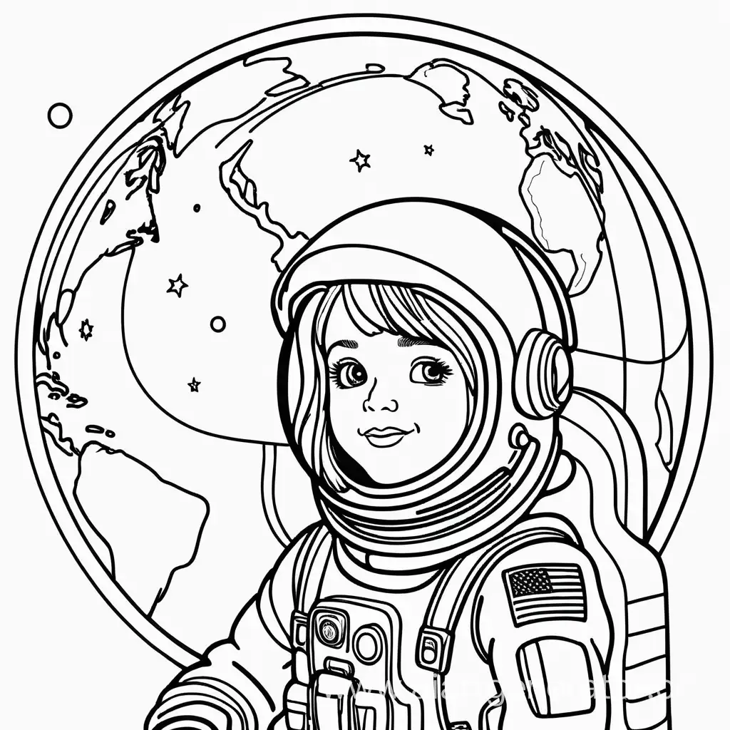 Girl-Astronaut-Exploring-Space-in-Monochrome-Art