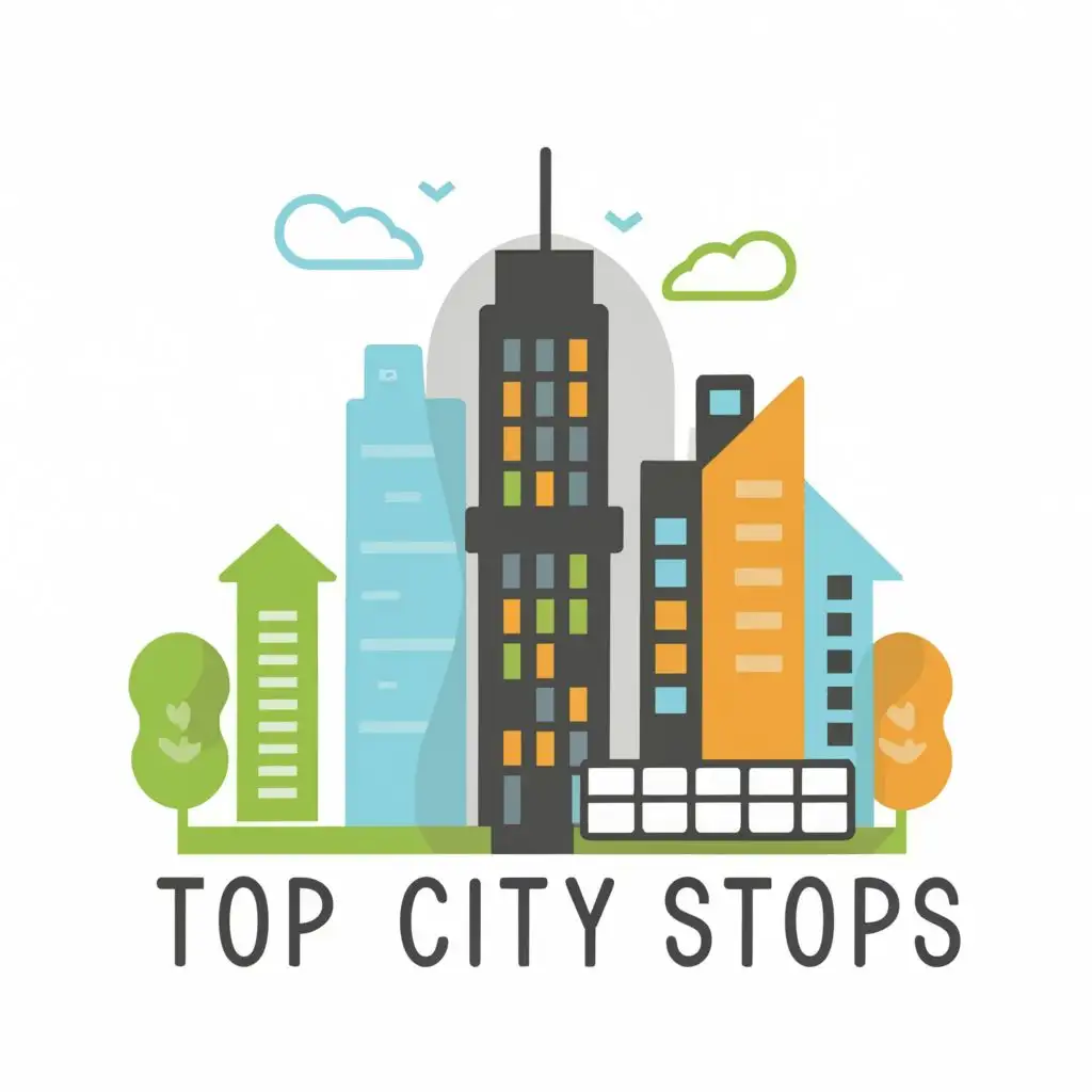 logo, skyscraper, with the text "Top 10 City Stops", typography, be used in Travel industry