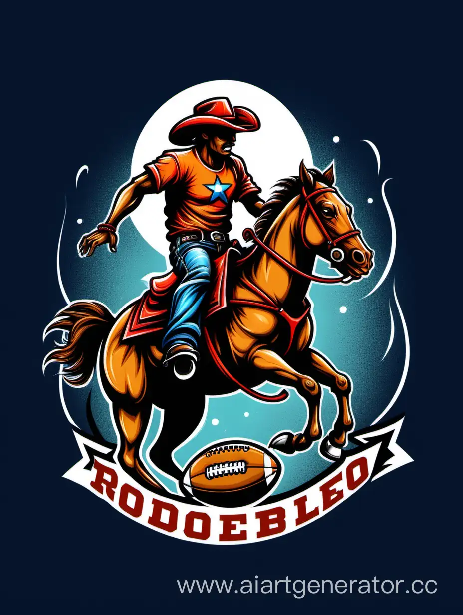  "Rodeo Ballers" mixing rodeo and football elements in the design in the t-shirt design, high quality picture 
