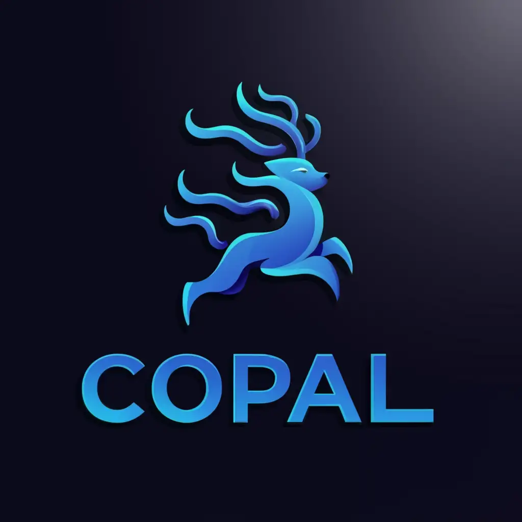 a logo design,with the text "COPAL", main symbol:blue deer made of smoke,Moderate,be used in Religious industry,clear background