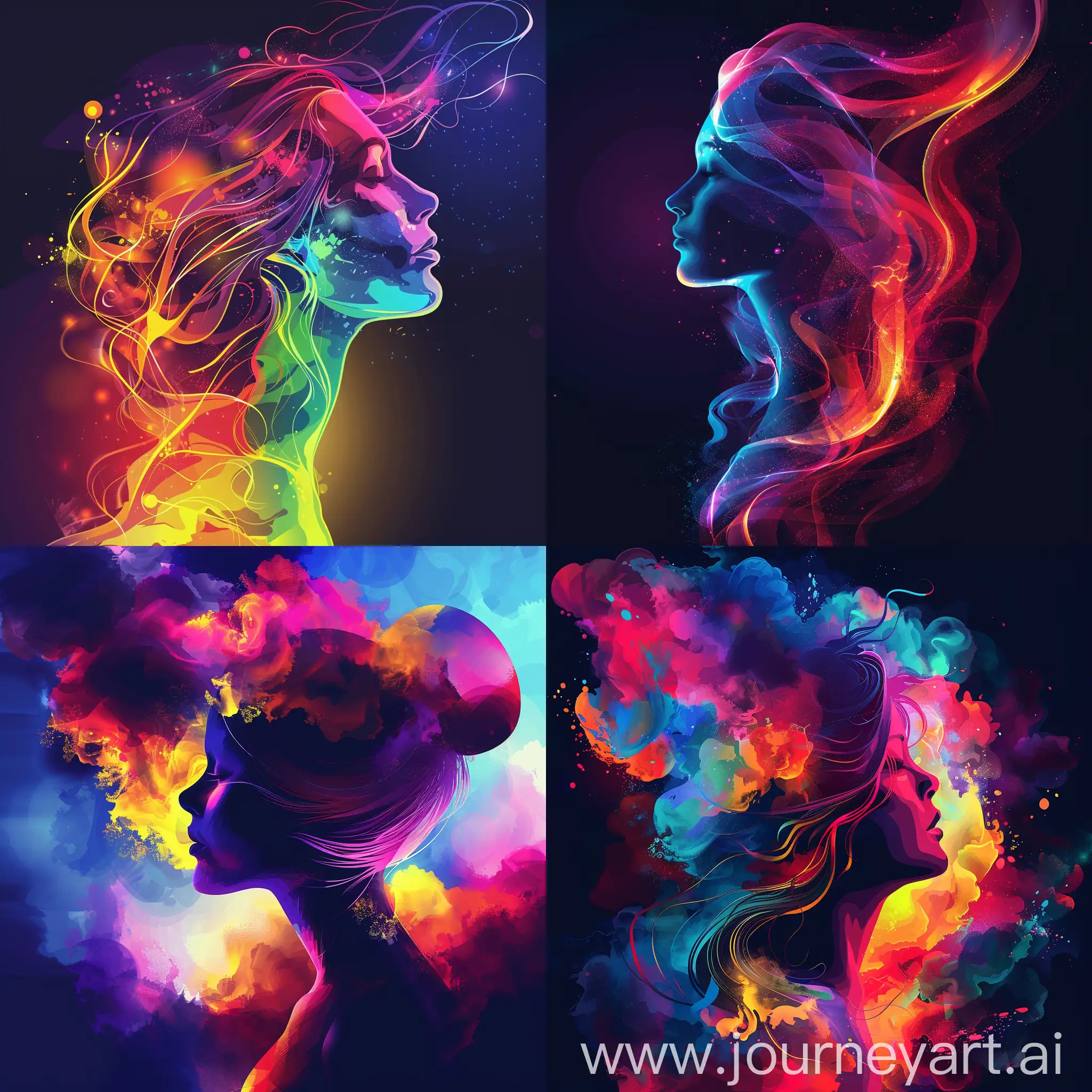 I want a picture that has a colorful background without any other shape in it, a colorful colorful background, atmospheric, atmospheric, and showing the resistance of cancer women with a portrait design.