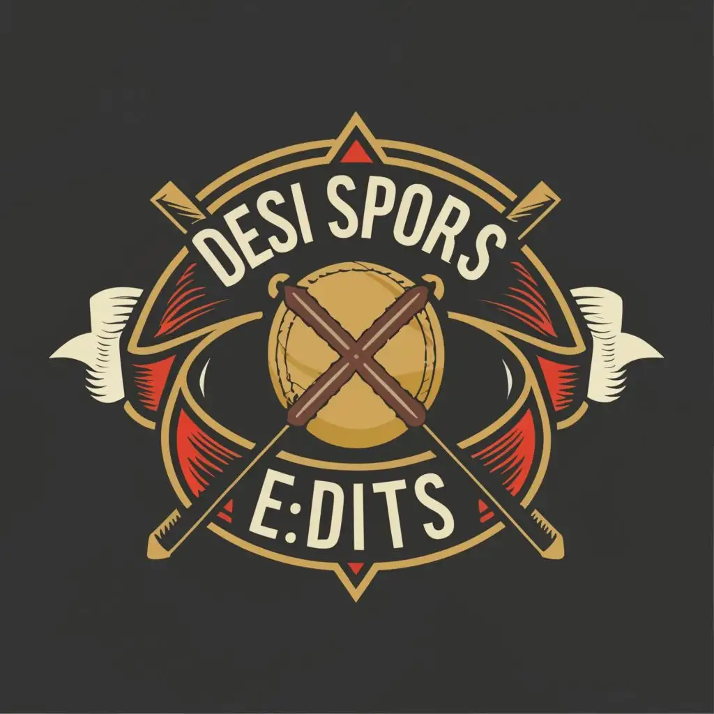 logo, cricketball, with the text "desisportsedits", typography, be used in Entertainment industry