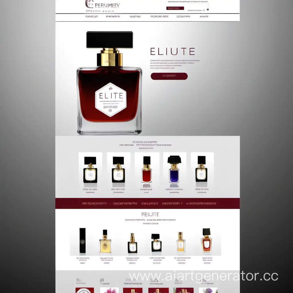 Нарисуй современный вид главной страницы для интернет магазина элитной парфюмерии
