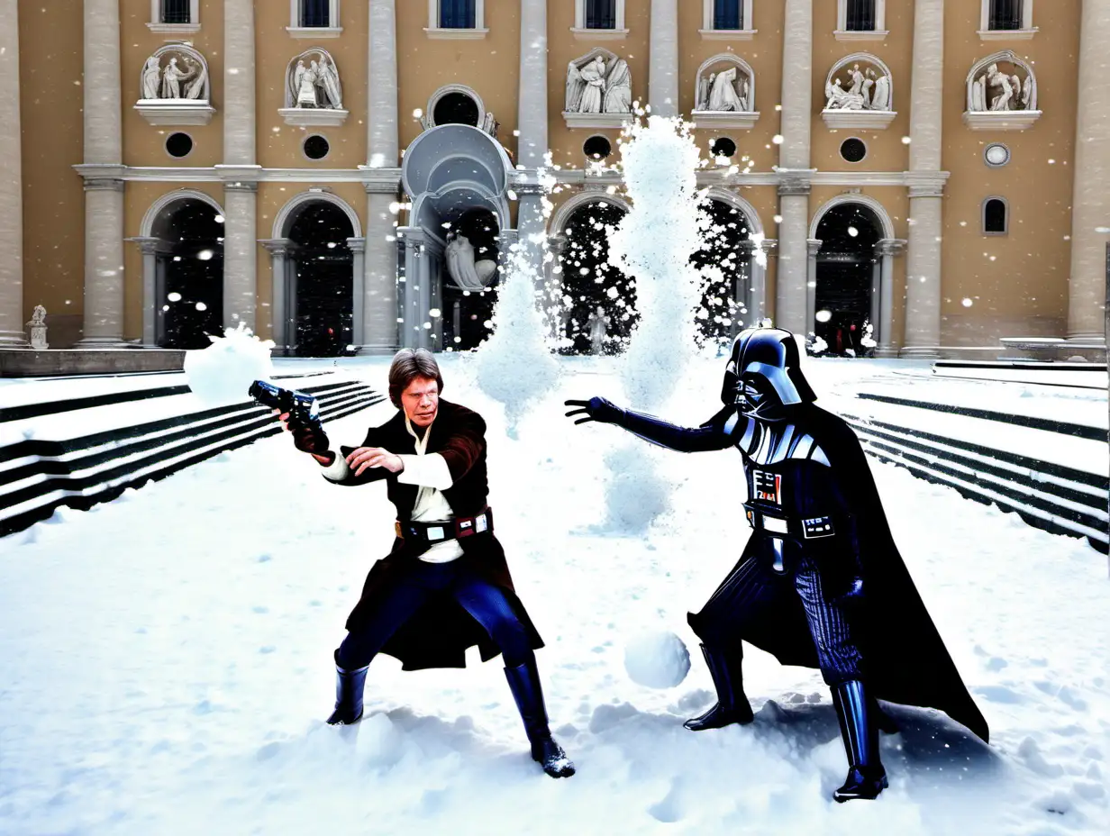 Epic Snowball Battle Between Han Solo and Darth Vader at the Vatican