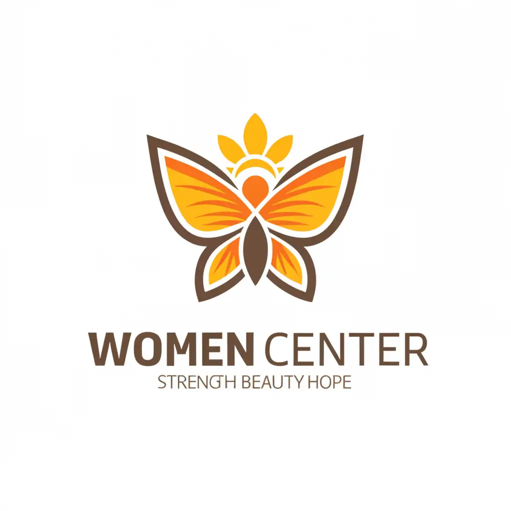 a logo design,with the text "women center", main symbol:butterfly and sun flower,Moderate,be used in Entertainment industry,clear background