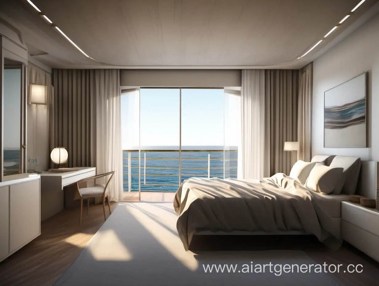 Nautical-Themed-Bedroom-with-Double-Bed-and-Scenic-Balcony-View