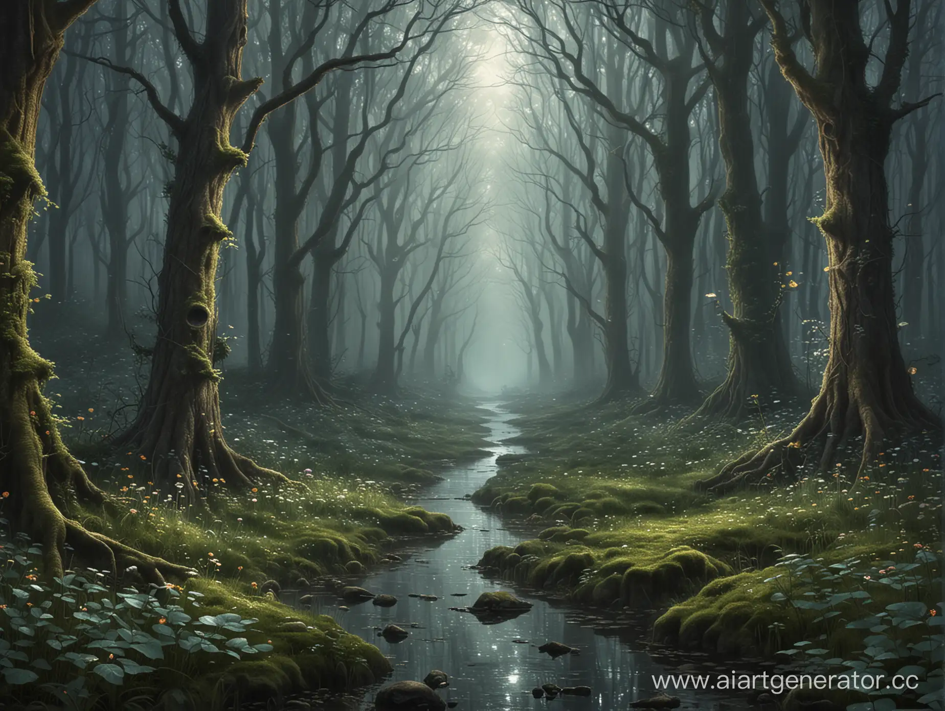 арт дляобложки мрачной и сказачной мелодии, fairy forest