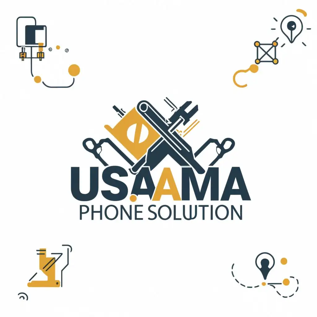 logo, mobiles repairing service, with the text "usama phone solution", typography