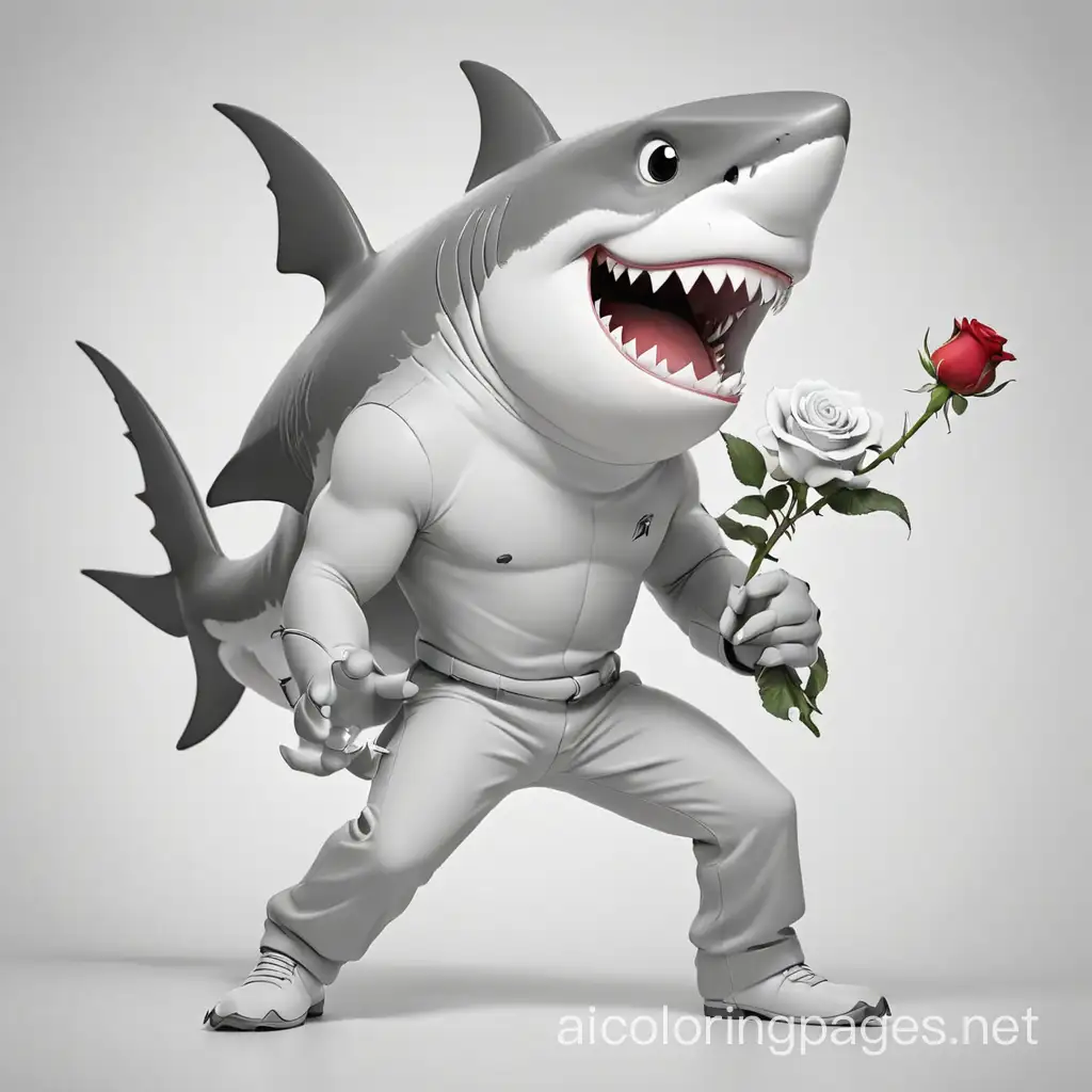 shark man tango dancing with rose in mouth alone


, Coloring Page, black and white, line art, white background, Simplicity, Ample White Space. The background of the coloring page is plain white to make it easy for young children to color within the lines. The outlines of all the subjects are easy to distinguish, making it simple for kids to color without too much difficulty