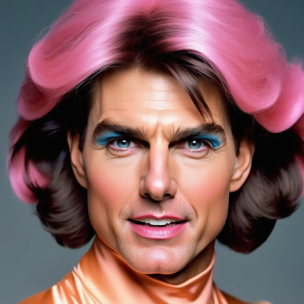 Tom Cruise in drag wearing a lot of makeup
