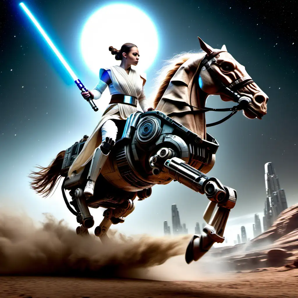 Epic Star Wars Jedi on Robotic Horse with Spaceship