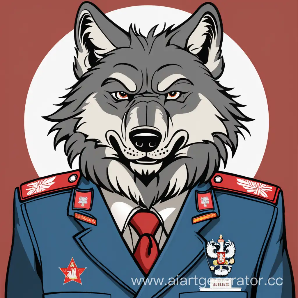 Волк в форме МЧС России мультяшный