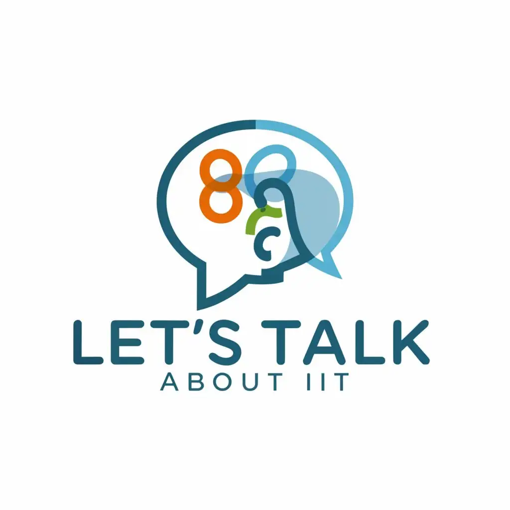 a logo design,with the text "lets talk about it", main symbol:talk,Moderate,be used in Home Family industry,clear blue background

