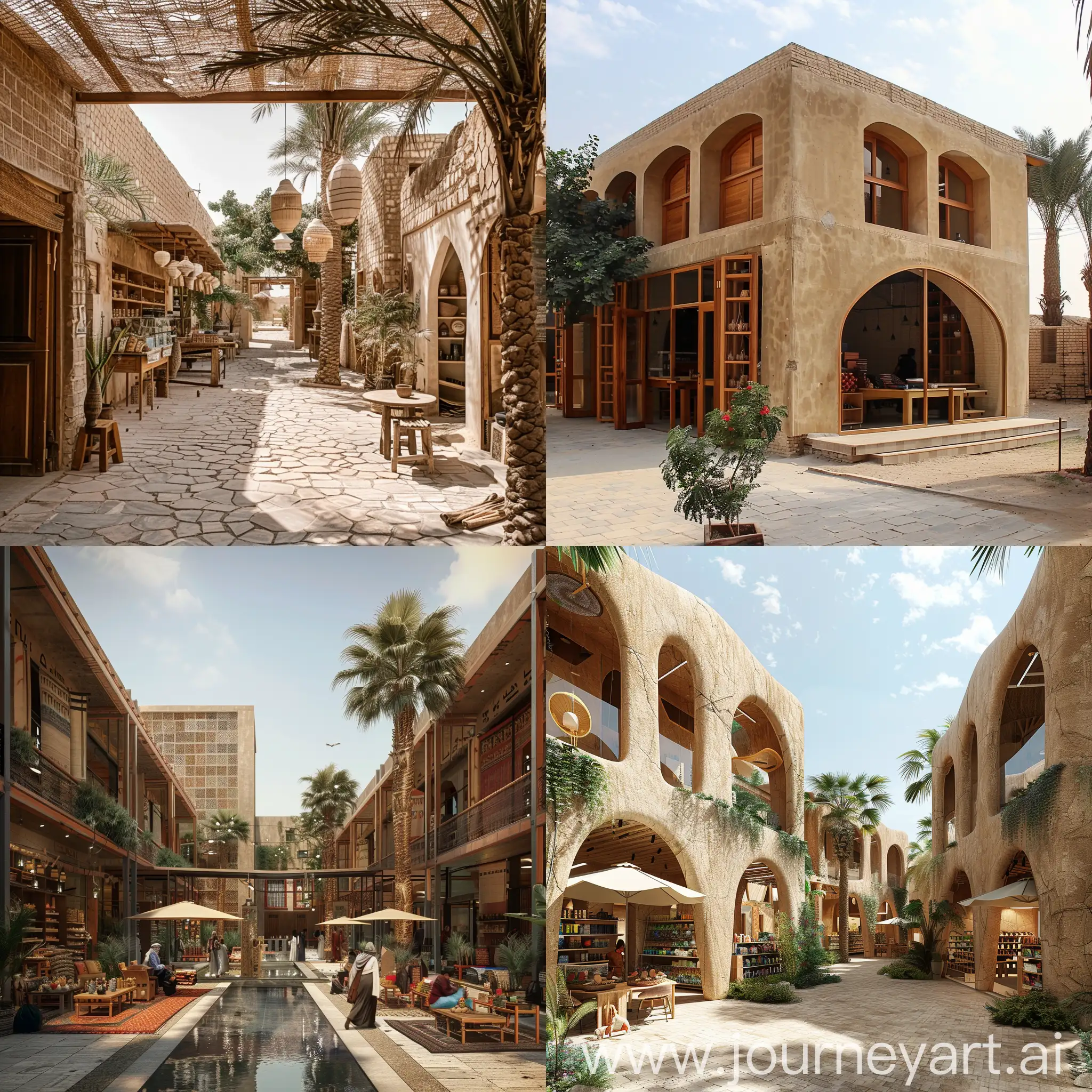 A heritage and commercial complex for selling handmade products, built in Egypt from local materials and affiliated with green and modern architecture.
