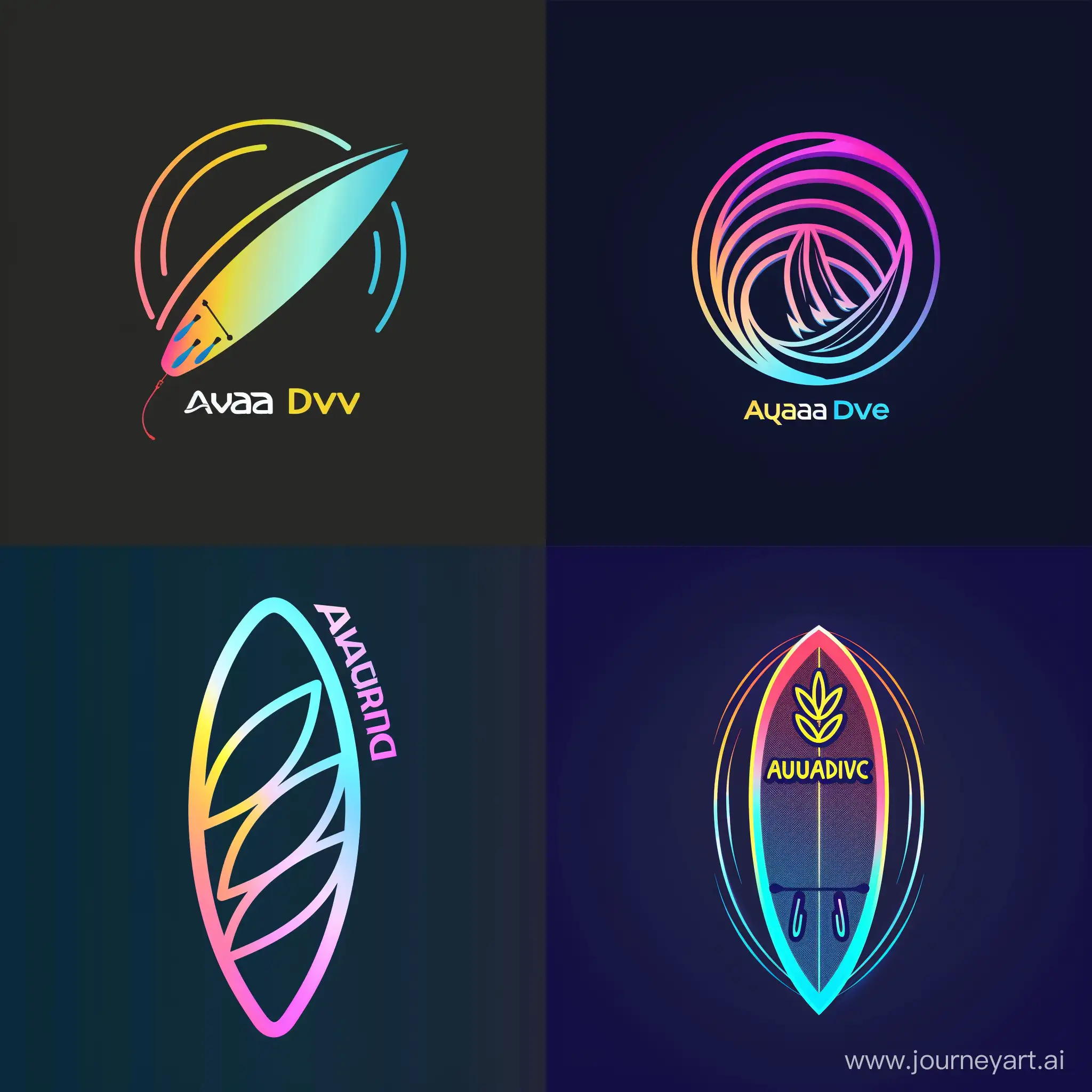 Logo in fluorescent colors for a SUP surfing startup called "AquaDrive"