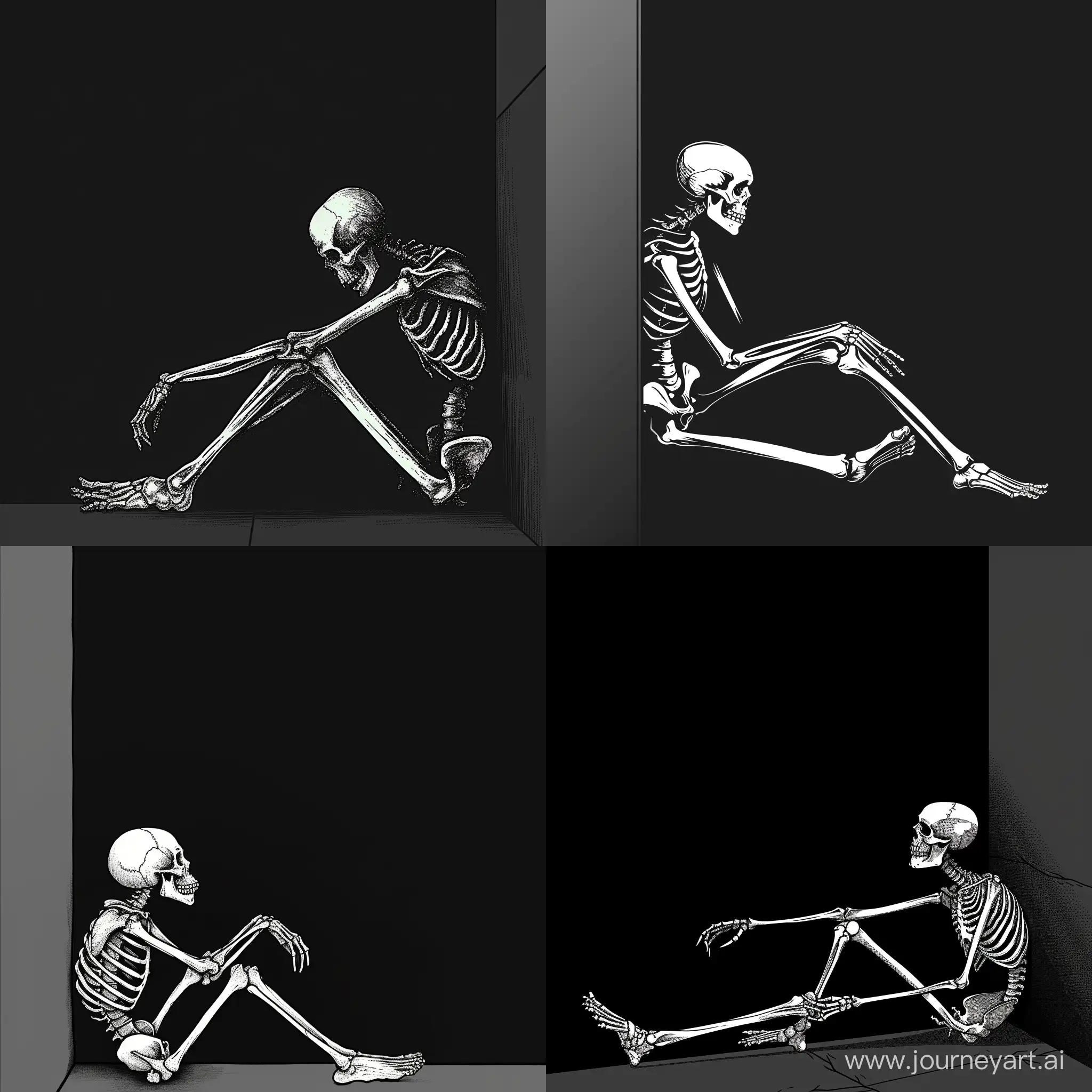 Lonely-Skeleton-Huddled-in-Corner-Reaching-Out-in-Sadness