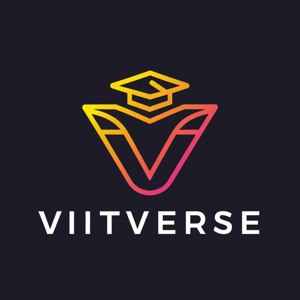 a logo design,with the text "VITVerse", main symbol:graduation cap at right top end lying on the e and spelling should \ be same and the V should be stylized,complex,be used in Education industry,clear background