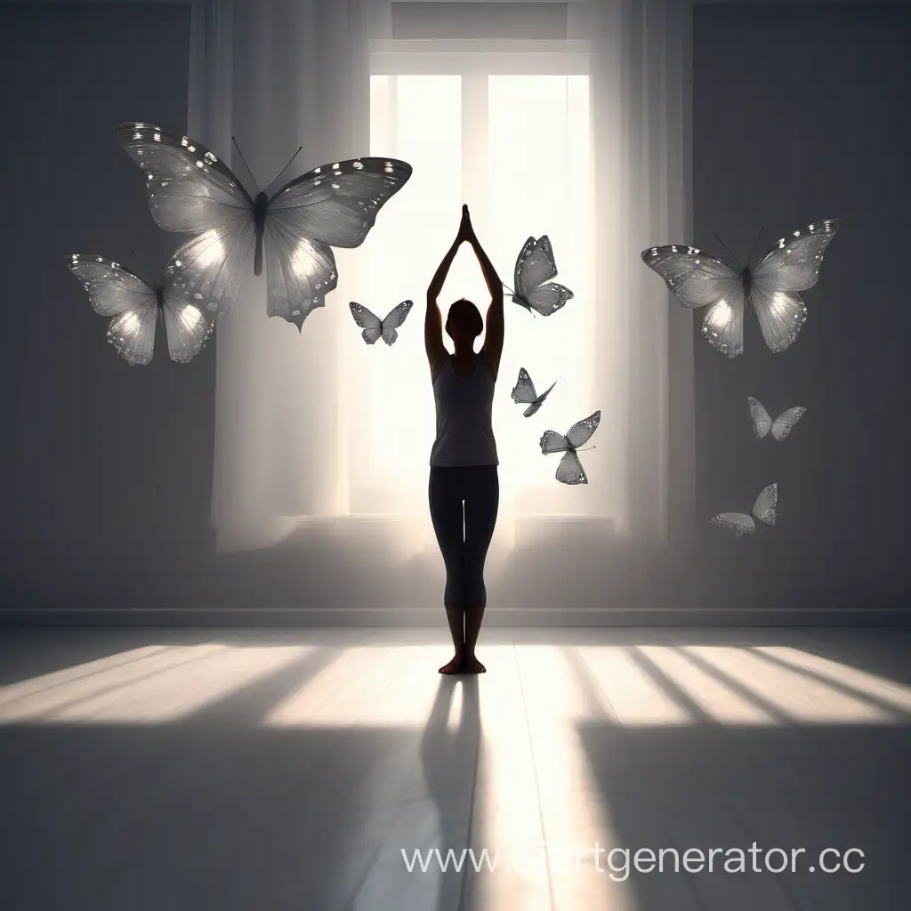 Serene-Room-Yoga-with-Gray-Butterflies