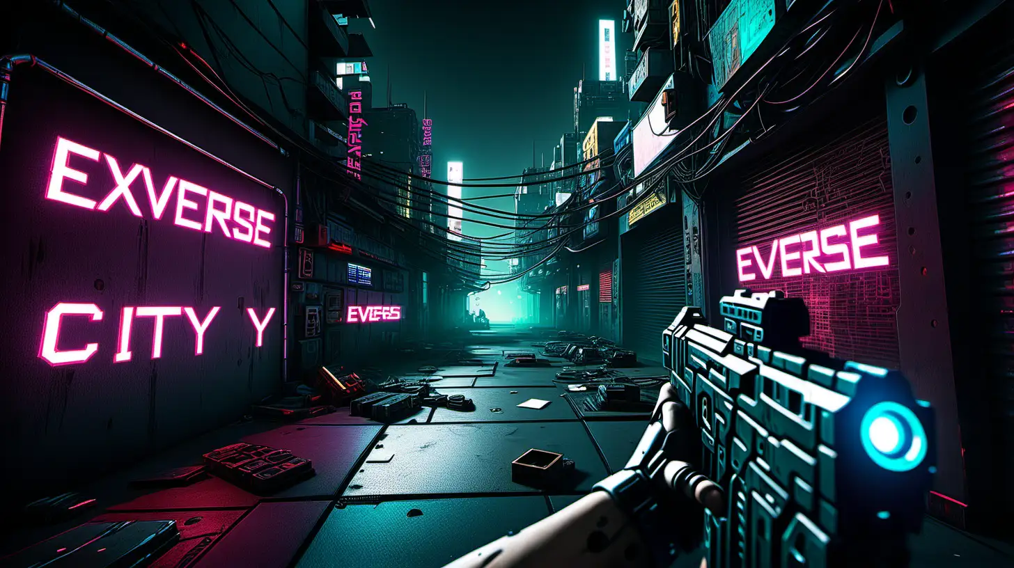 Futuristic Cyberpunk Shooter in Exverse LEDLit City