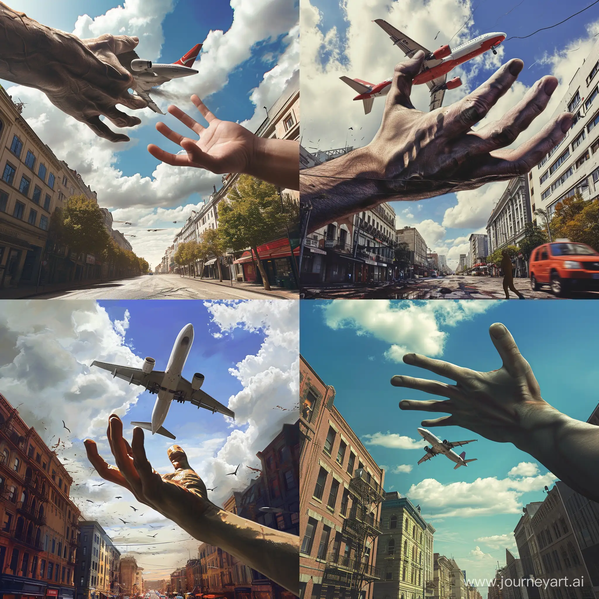 Impressive-Street-View-Capture-Giant-Hand-Swiping-Plane-from-the-Sky